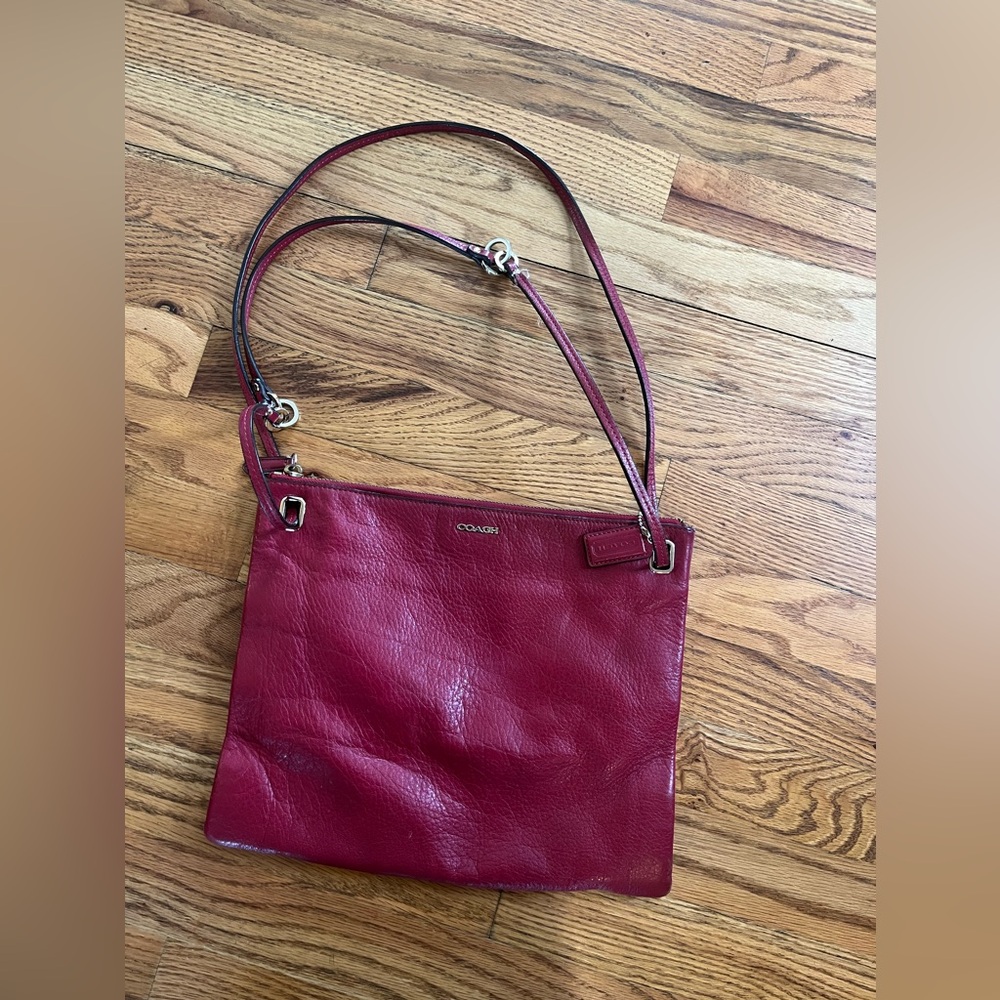 Vintage Coach Classic Red Leather Shoulder or Crossbody Bag